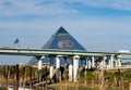 Memphis river bridge and Great American Pyramid in Tennessee