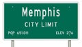 Memphis road sign showing population and elevation