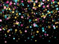 Memphis round confetti festive background in cyan blue, pink and yellow. Childish pattern vector.