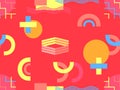 Memphis seamless pattern. Abstract geometric background with elements of a memphis in the style of the 80s. Bauhaus retro. Vector Royalty Free Stock Photo