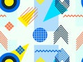 Memphis seamless pattern. Geometric elements memphis in the style of 80s. Bauhaus background. Vector Royalty Free Stock Photo