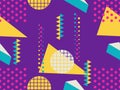 Memphis seamless pattern. Geometric elements memphis in the style of 80`s. Bauhaus retro. Vector Royalty Free Stock Photo