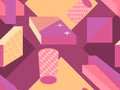 Memphis seamless pattern with geometric shapes in the style of the 80s. Eighties print colorful background for promotional