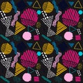 Memphis seamless pattern in retro style.