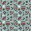 Memphis seamless pattern in retro style. Vector geometric background. Modern 80s style colorful texture. Royalty Free Stock Photo