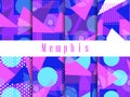 Memphis seamless pattern set. Geometric elements memphis in the style of 80s. Triangles, circles and dots, dotted. Violet Royalty Free Stock Photo