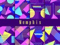 Memphis seamless pattern set. Geometric elements memphis in the style of 80s. Triangles, circles and dots, dotted. Violet Royalty Free Stock Photo