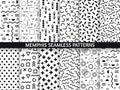 Memphis seamless patterns. Funky pattern, retro fashion 80s and 90s print pattern texture. Geometric graphics style