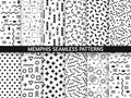 Memphis seamless patterns. Funky pattern, retro fashion 80s and 90s print pattern texture. Geometric graphics style textures Royalty Free Stock Photo