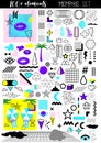 Memphis style design elements set. Collection of geometric elements for patterns. Retro 80\'s collection for textile, web, design Royalty Free Stock Photo