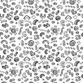 Memphis style eamless geometric hand drawn ink pattern. Vector illustration