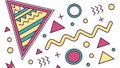 Memphis style geometric shapes, retro and abstract design. vector design Generative AI Royalty Free Stock Photo