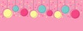 Memphis style hanging Christmas baubles in pink, green and yellow Royalty Free Stock Photo