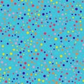 Memphis style polka dots pattern on blue.