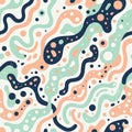 Memphis-style seamless patterns with organic squiggles. Style Contemporary Biomorphic art Royalty Free Stock Photo