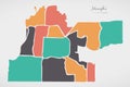 Memphis Tennessee Map with neighborhoods and modern round shapes