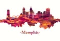 Memphis Tennessee skyline in red Royalty Free Stock Photo