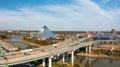 Memphis river bridge and Great American Pyramid in Tennessee