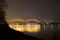 Memphis to Arkansas Connecting Bridges Nightscape Royalty Free Stock Photo