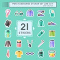 Men Accessories Sticker line cut Set. suitable for education symbol. simple design editable. design template vector. simple symbol