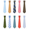 Men accessories ties, set colored neckties icons