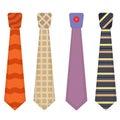 Men accessories ties, set colored neckties icons