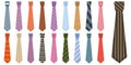 Men accessories ties, set colored neckties icons