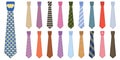 Men accessories ties, set colored neckties icons