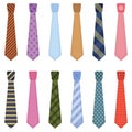 Men accessories ties, set colored neckties icons