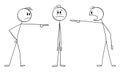 Men Accusing or Blaming Another Man , Vector Cartoon Stick Figure Illustration