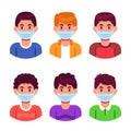 Men from all over the world wear masks to protect from the corona virus illustration