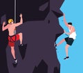 men athlete practicing climbing character Royalty Free Stock Photo