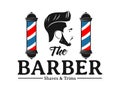 men barbershop hairstylist banner logo badge vector design