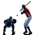 Men baseball players silhouette isolated Royalty Free Stock Photo