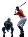 Men baseball players silhouette isolated Royalty Free Stock Photo