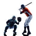 Men baseball players silhouette isolated Royalty Free Stock Photo