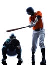 Men baseball players silhouette isolated Royalty Free Stock Photo