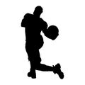 Men Basketball player silhouette slam dunk hold the ball into basket illustration on isolated background Royalty Free Stock Photo