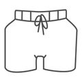 Men beach shorts thin line icon, clothes concept, swim wear sign on white background, Swimming trunks icon in outline Royalty Free Stock Photo