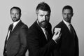 Men with beard and determined faces advertise company and partnership Royalty Free Stock Photo