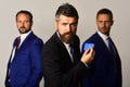 Men with beard and determined faces advertise company and partnership Royalty Free Stock Photo