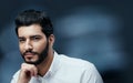 Men Beauty And Fashion. Handsome Man With Black Hair And Beard