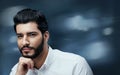 Men Beauty And Fashion. Handsome Man With Black Hair And Beard