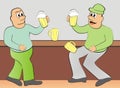 Men and beer, funny vector illustration