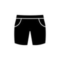 Men Bermuda Summer Short Black Silhouette Icon. Boy Sport Jeans Fashion Shorts Glyph Pictogram on White Background. Male