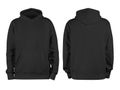 Men black blank hoodie template,from two sides, natural shape on invisible mannequin, for your design mockup for print Royalty Free Stock Photo