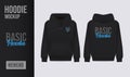 Men black hoody design concept. Realistic jumper mockup. Long sleeve clothing