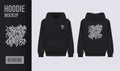 Men black hoody design concept. Realistic jumper mockup. Long sleeve clothing