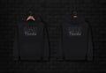 Men black hoody. Realistic jumper mockup. Long sleeve hoody template clothing