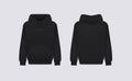 Men black hoody. Realistic jumper mockup. Long sleeve hoody template clothing